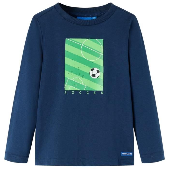 T-shirt enfants à manches longues imprimé terrain de football 92-104-116-128-140