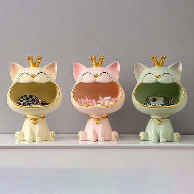 Glückskatzenstatue Skulptur Tischdekoration Miniaturfigur Krimskrams Aufbewahrungsbox Modernes Wohnzimmer Schreibtisch Heimdeko Geschenk