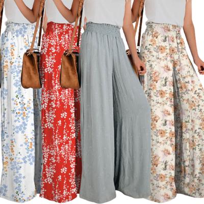 Pantalones de pierna ancha para mujer de primavera y verano, pantalones de pierna ancha con estampado informal y cómodo