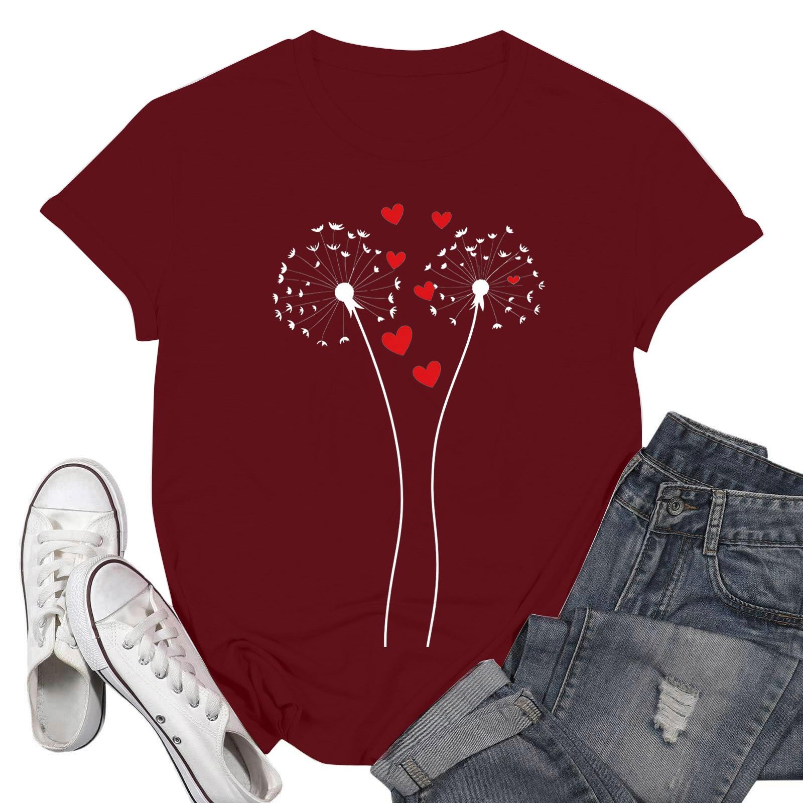 

Женские модные повседневные пуловеры с короткими рукавами и круглым вырезом с принтом XXL винный