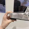 Super easy to wear 2025 summer new square head versatile shiny word with a pedal silver inner height increase half slippers single shoes