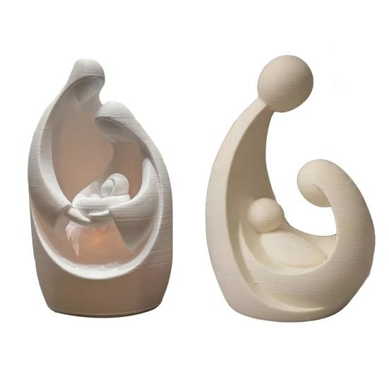 Family of 3 Figurine 3D Printed Parents And Kids Statue Modern Sculpture for Living Room Bedroom Shelf TV Stand Decor