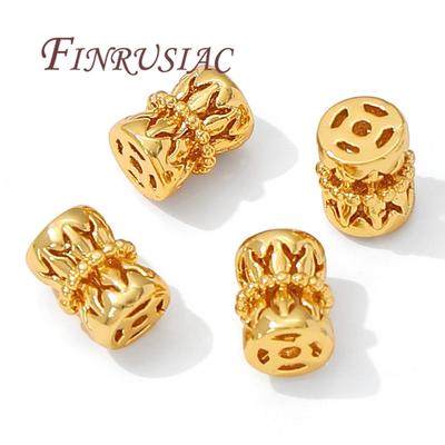 7.5mm*5.6mm 18K Gold Plated Hollow Spacer Beads For Jewelry Making,Separators For Bracelet Accessories,Metal Beads,Necklace Bead