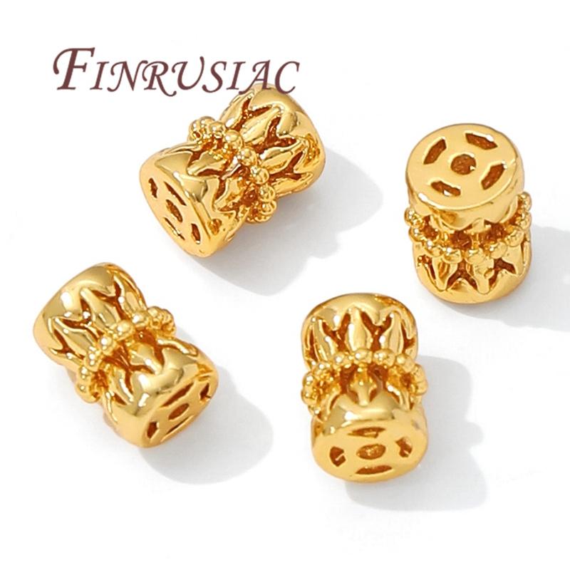 7.5mm*5.6mm 18K Gold Plated Hollow Spacer Beads For Jewelry Making,Separators For Bracelet Accessories,Metal Beads,Necklace Bead