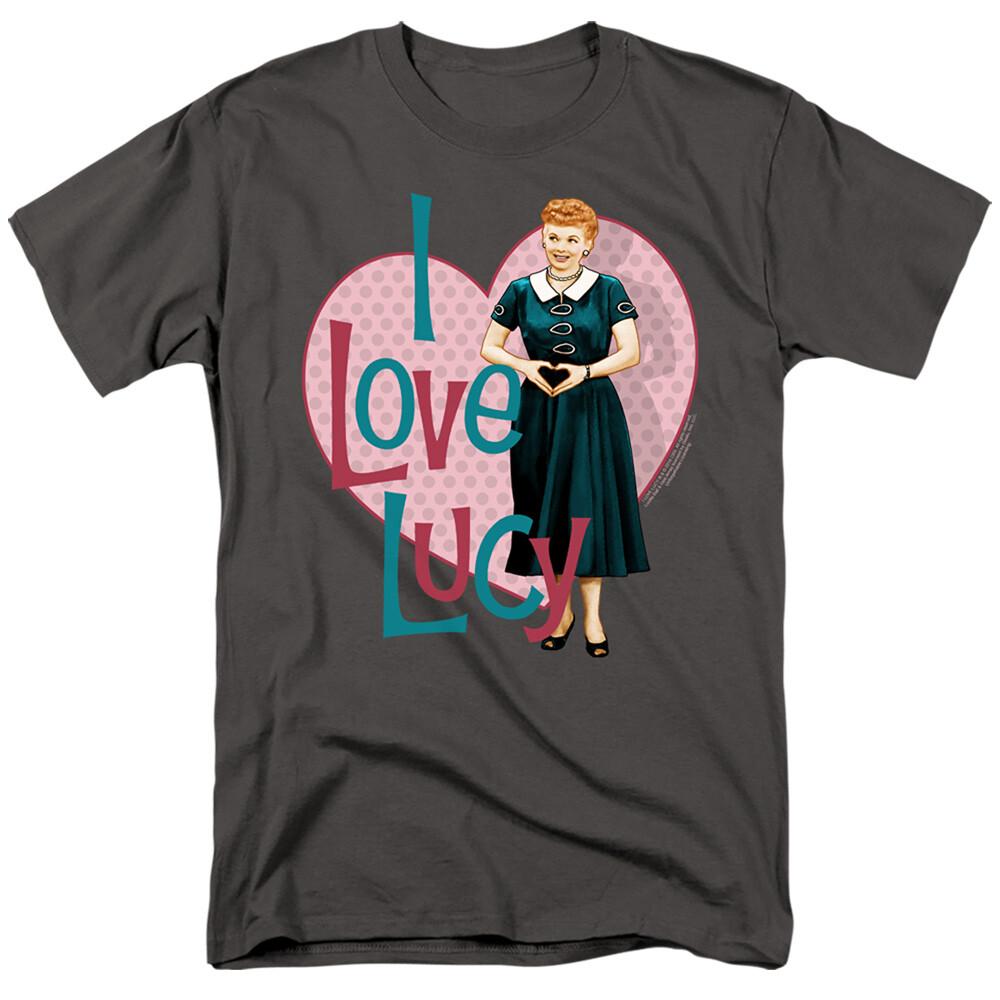 I Love Lucy Heart You Logo T Shirt Lucy Mens Licensed Classic TV Charcoal XXXL