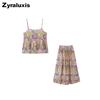 Floral French Set Women's Clothing Cami Top Summer New Style Half-Length Skirt Dress Beach Vacation Two Piece Outfit