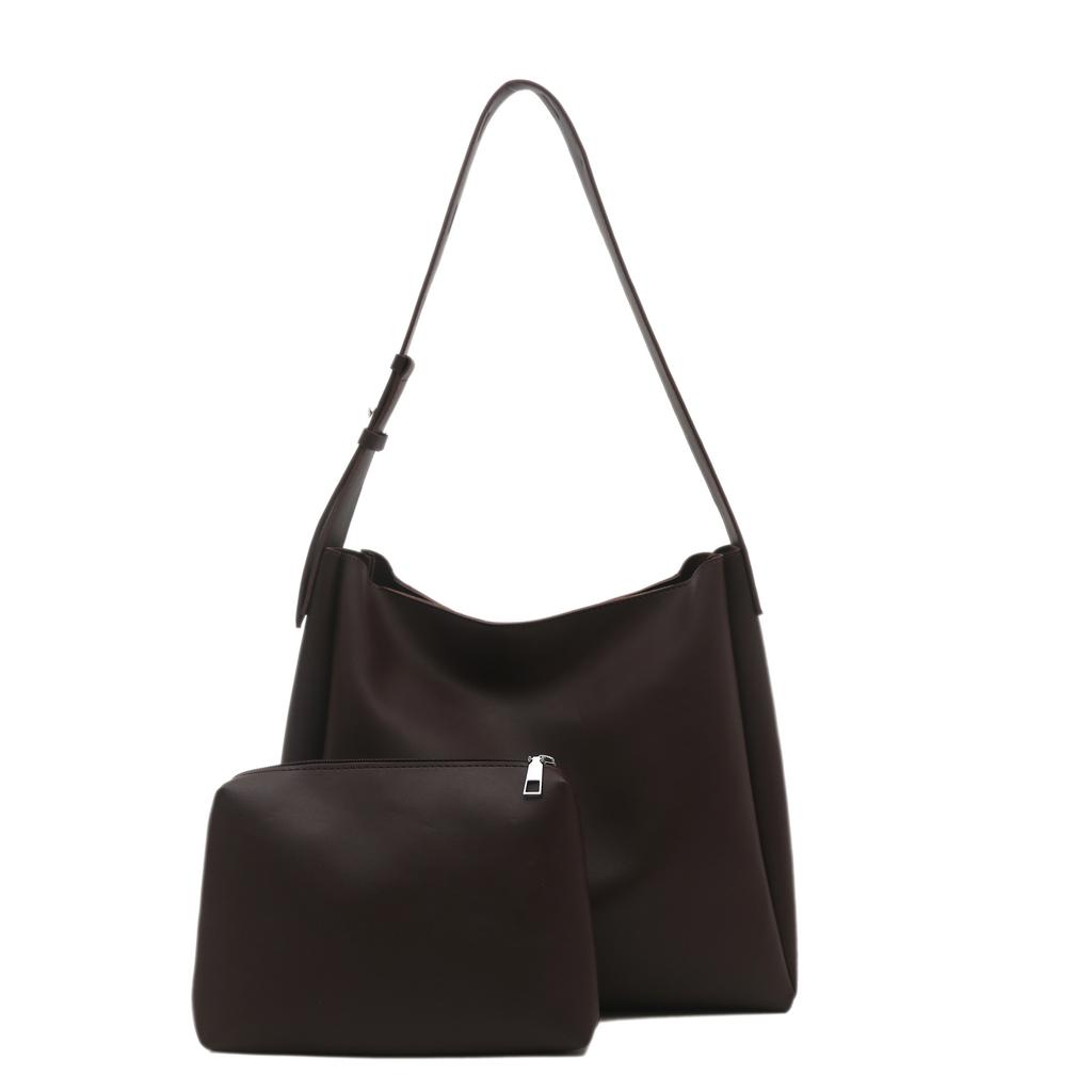 Spring simple style casual solid color wide shoulder strap mother and child bag commuting versatile niche design women's shoulder bag
