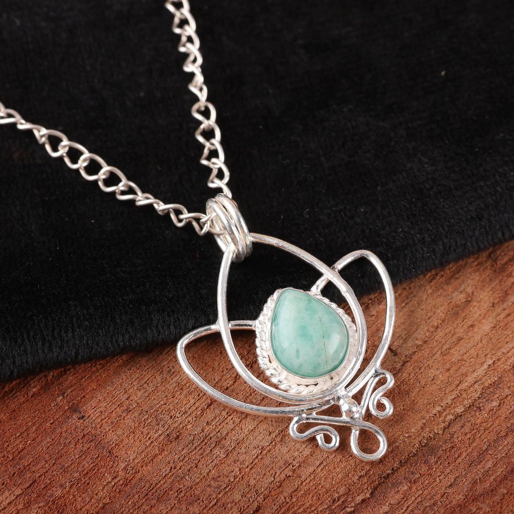 Amazonite Pendant, 925 Solid Sterling Silver Pendant Handmade Gemstone Jewelry, Gifts For Wife Brand New Pendant