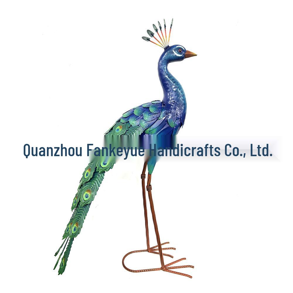 Outdoor Wrought Iron Peacock Sculpture - Forest Landscape Ornament