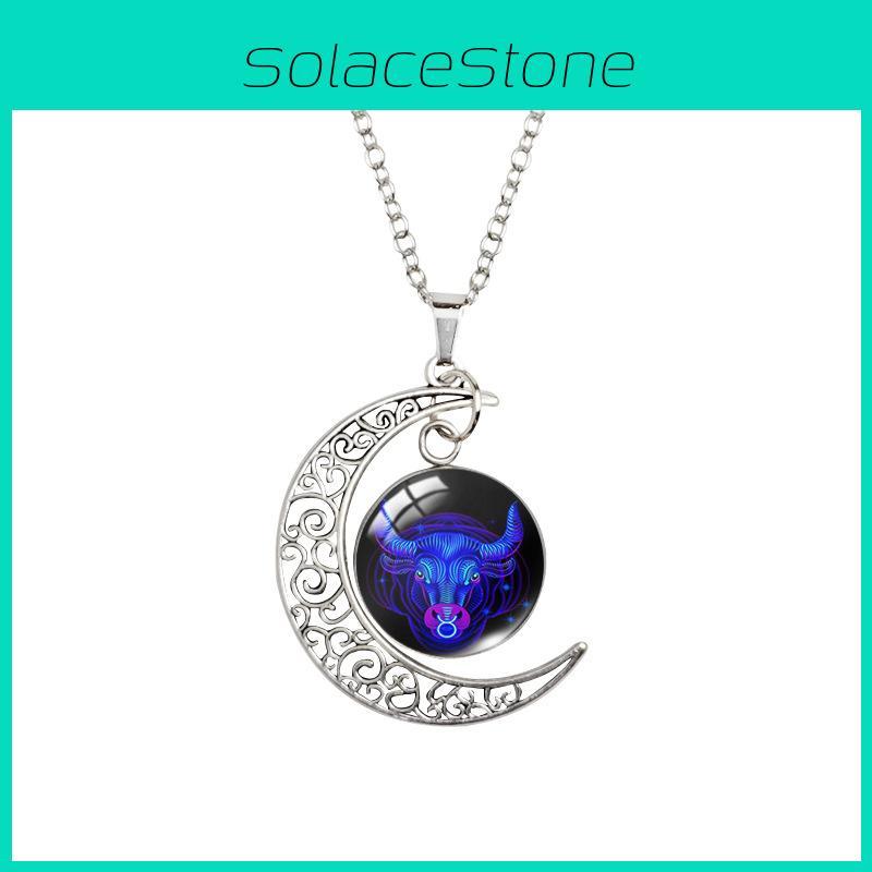 Unique Zodiac Moonlight Gemstone Necklace In Radiant Colors For Trendy Women