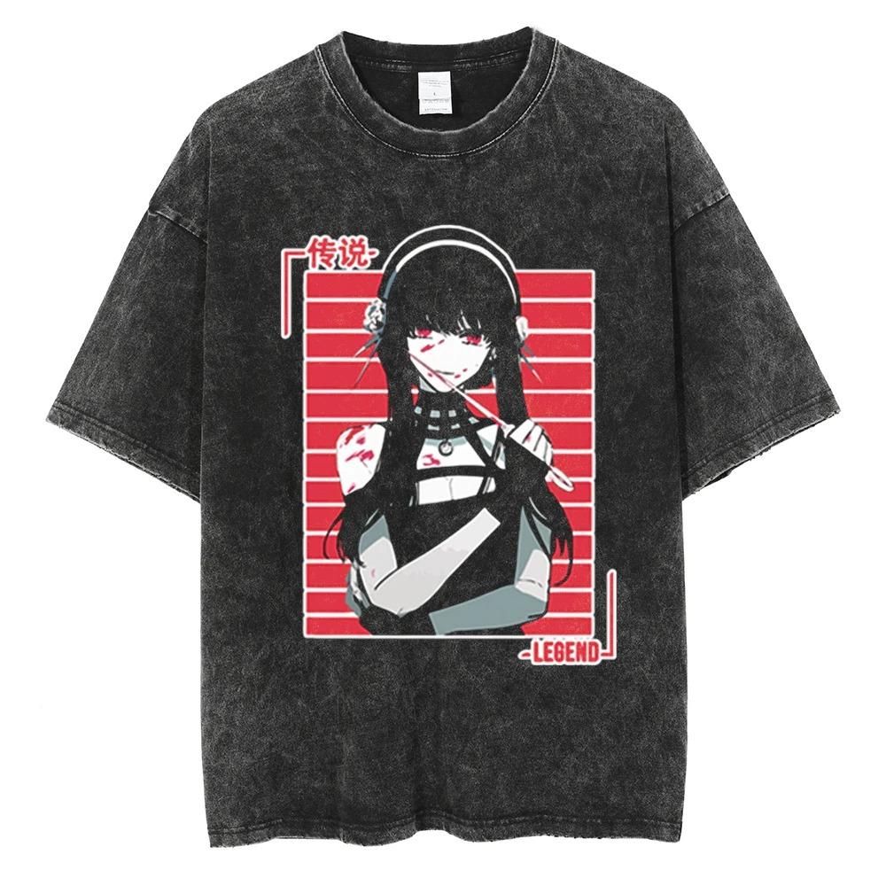 Spy x Family Yor Forger (Thorn Princess) Legendary Assassin Vintage Washed Anime T-Shirt, Unisex Cool Anime Fan Streetwear Tee, 100% Cotton L