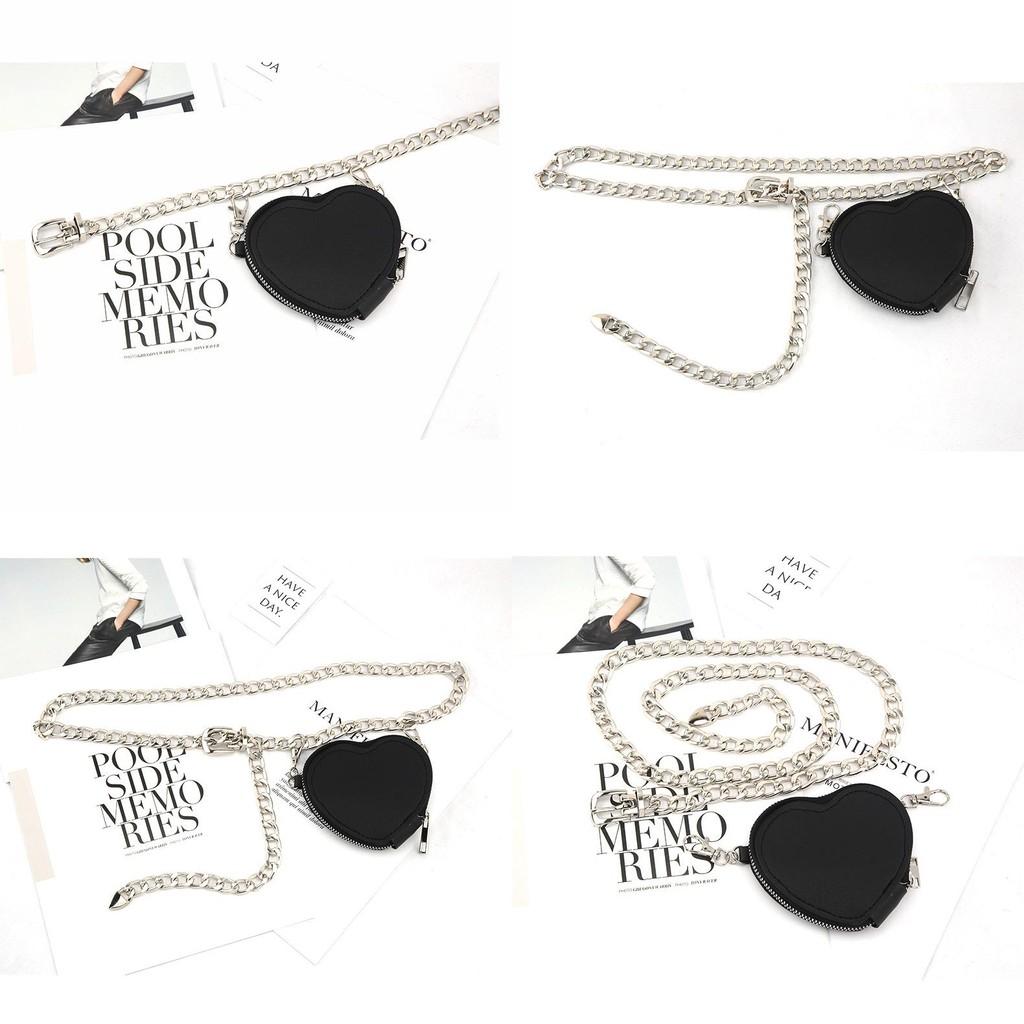 Fashion Metal Women Waist Chain With Detachable Heart Shaped Bag Pendant For Outdoor Wear