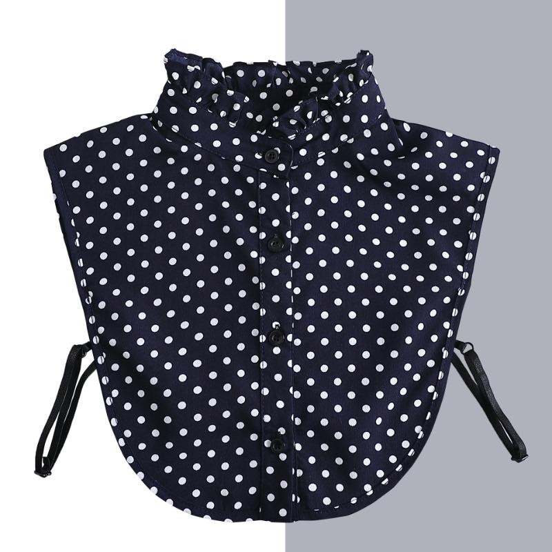 Cotton Front Tie for Women Polka Dots Fake Collar Lapel Detachable Collar Shirt Stand Detachable Female False Collar Decor