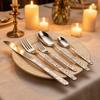 4/5pcs Hammer Pattern Handle Mirror Dinnerware Set Western Stainless Steel Tableware Set Knife Fork Coffee Spoon Table Silverware
