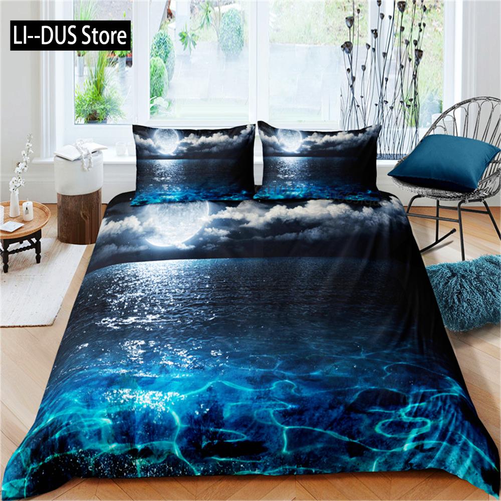 Пододеяльник Волна King/Queen Size 3D Синие Волны Морских Брызг Комплект Постельного Белья Для Детей Подростков, Лазурная Морская Вода Мягкий Чехол На Одеяло 135x200cm