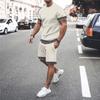 Summer Men's Set Print Solid Color Men Round Neck T-Shirt Shorts Two Piece Set Casual Man Suits Clothing