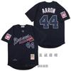Mens Atlanta Braves Vintage Baseball Jersey 44 Hank Aaron Embroidered Retro MLB Fan Shirt Cotton Blend