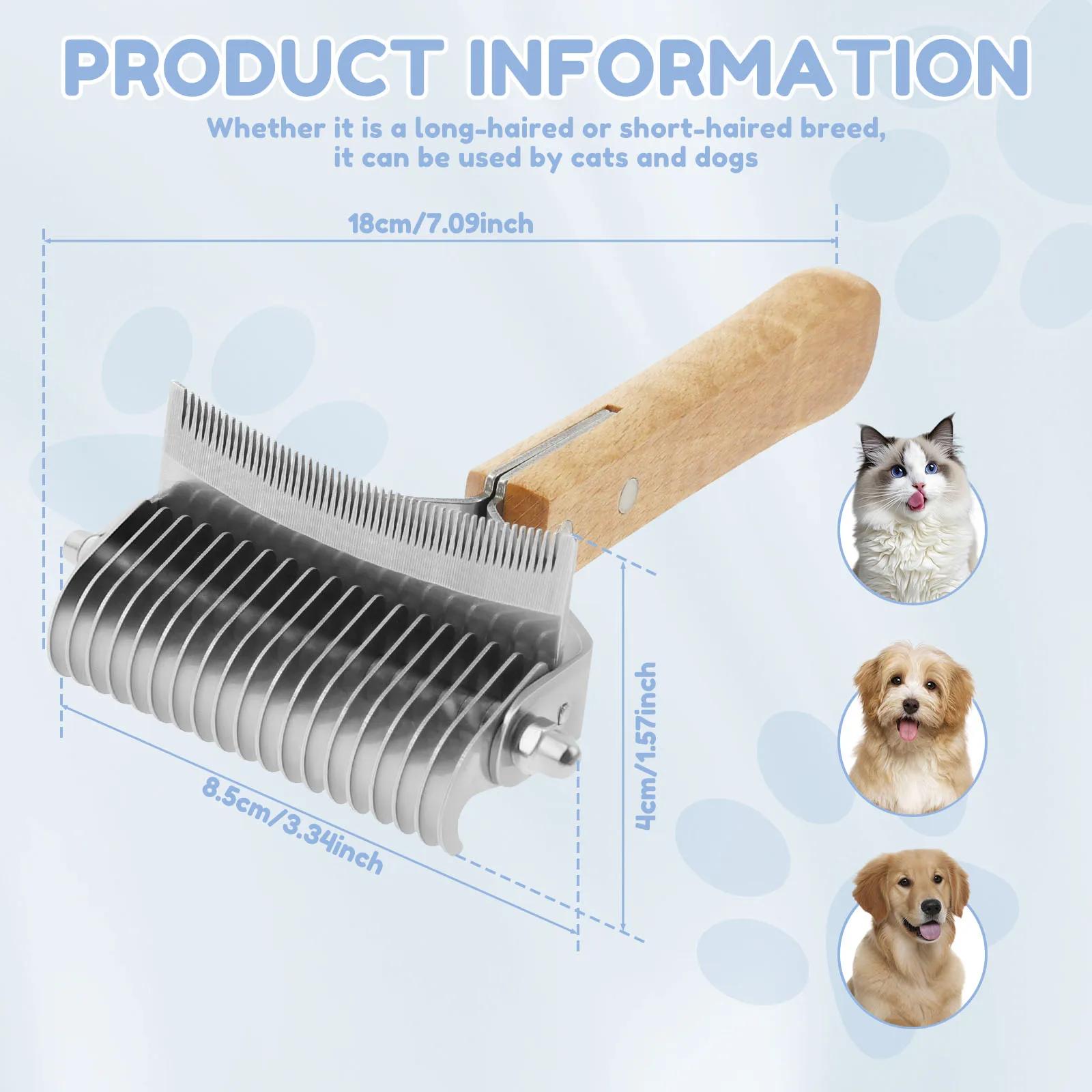 

3 in 1 Pet Detangler Brush Efficient Dogs Cats Deshedding Brush Multifunction Pet Grooming Shedding Tool Undercoat Shedding Rake