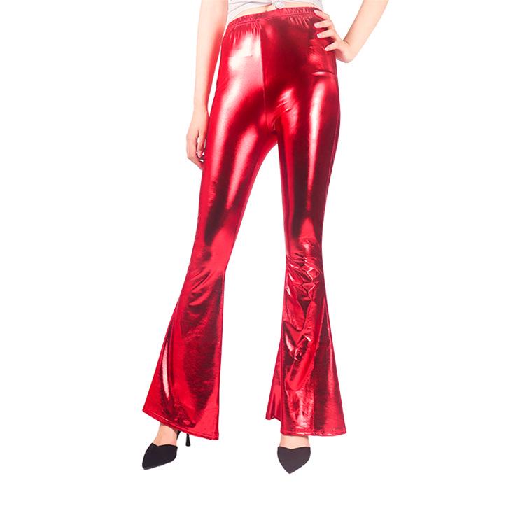 Women's Multi-Color Shiny Patent Leather Flared Pants - European & American Fashion