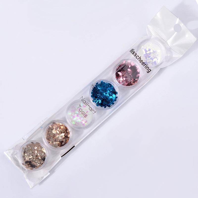 6pcs/set Holo Diamond Nail Glitter Sequins Colorful Shiny Paillette Flakes Nail Art Decoration