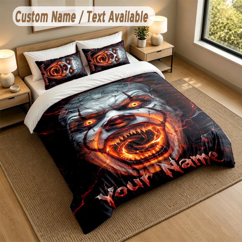 3Pcs Bedding Set Custom Name Text, 1 Sheet 2 Pillowcases Home Bed DecorIT Pennywise