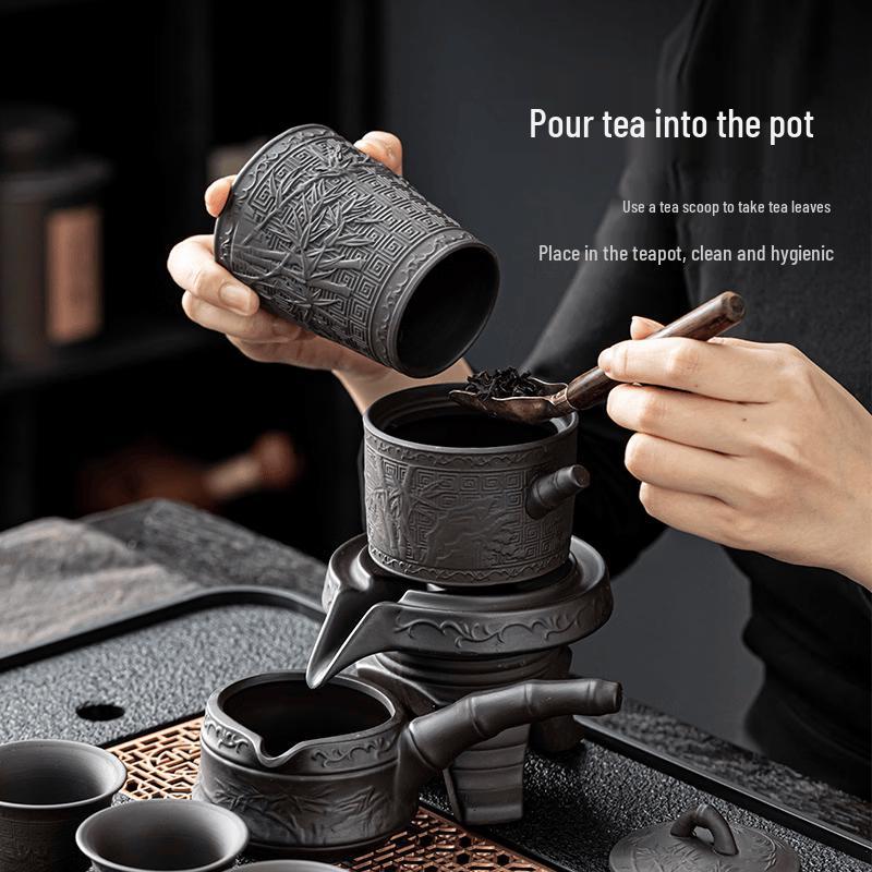 Chaxun 9-Piece Purple Clay Bamboo Tea Set