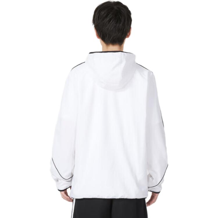 Adidas Logo Striped Print Breathable Hooded Jacket Men Jackets White HZ9068