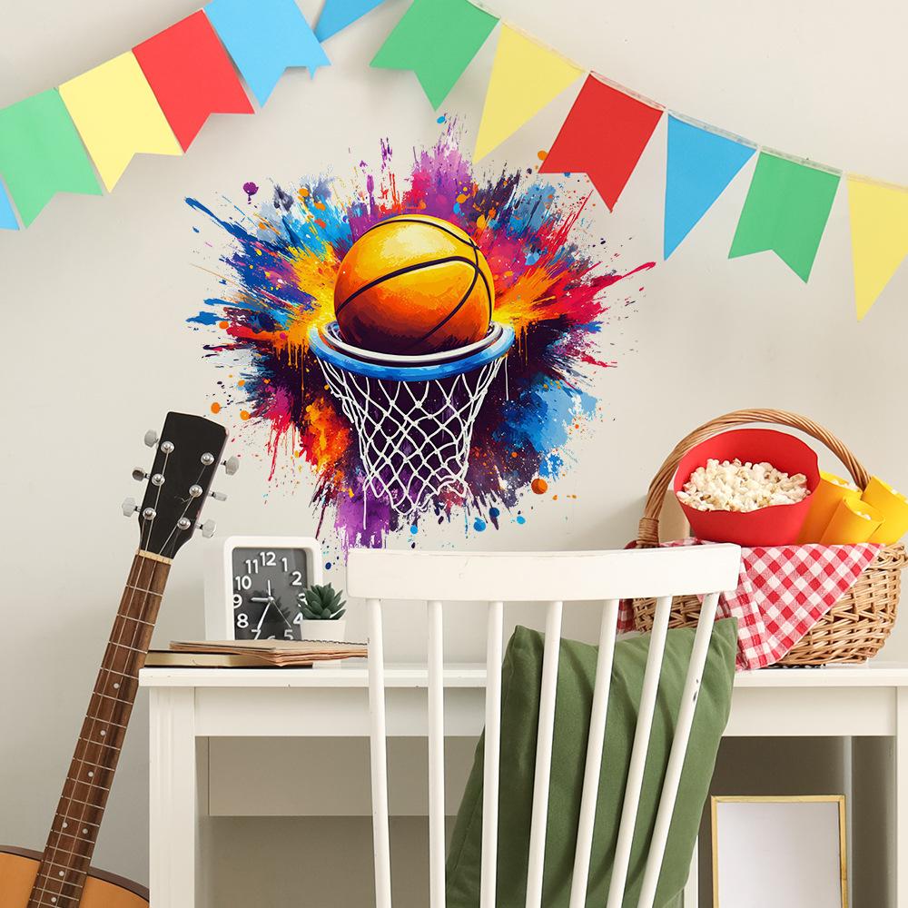 Painted Paint Basketball Baskets Bedroom Living Room Home Beautification Decoration Wall Stickers