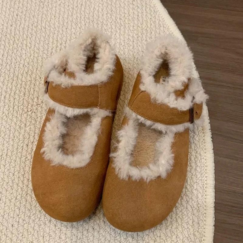 Fashion Flats Casual Women Warm Boots Winter New Suede Short Plush Shoes 2025 Trend Designer Shallow Walking Snow Boots Mujer Zapatos