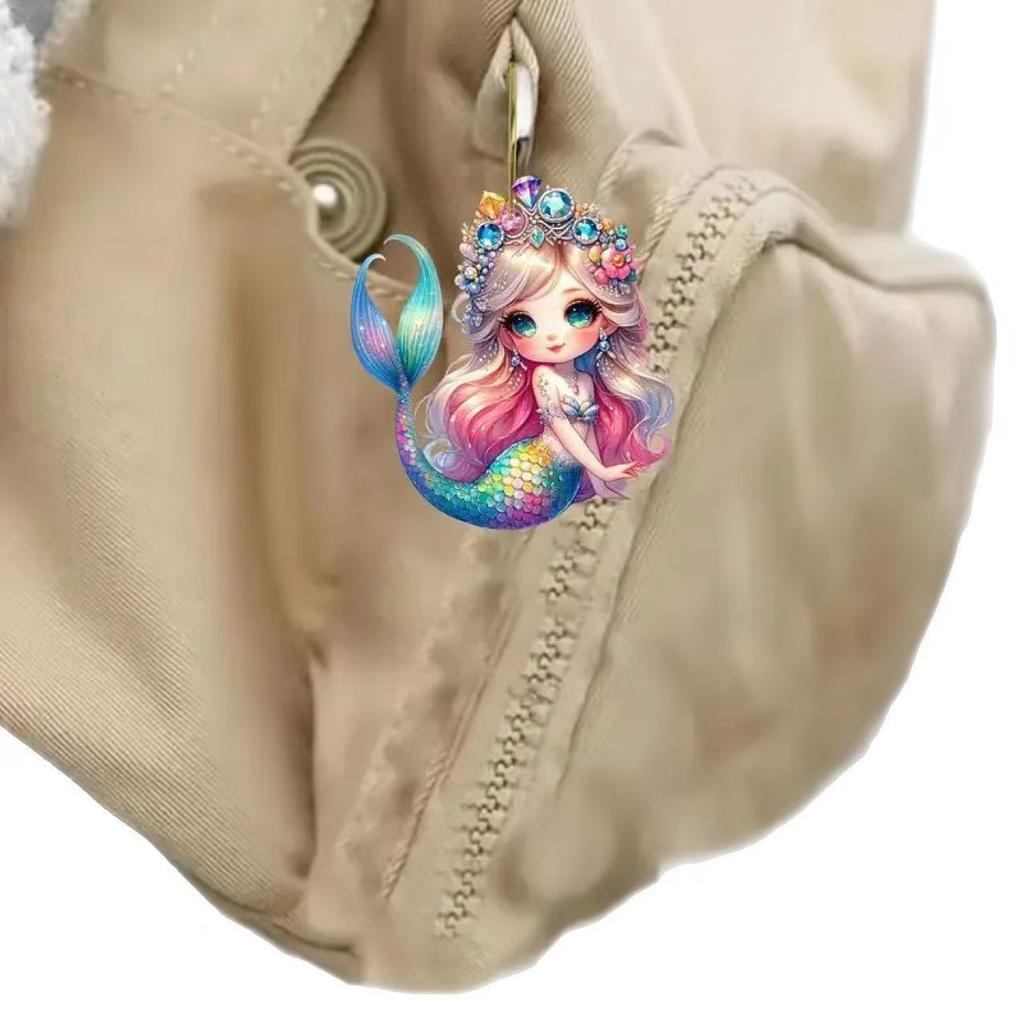 New acrylic flat mermaid fresh girl car pendant pendant backpack keychain pendant