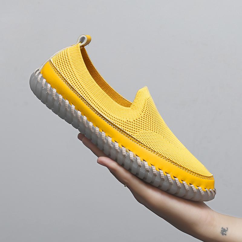 Women's Handmade Mesh Sneakers Slip On Loafers Breathable Casual Shoes Flats Summer