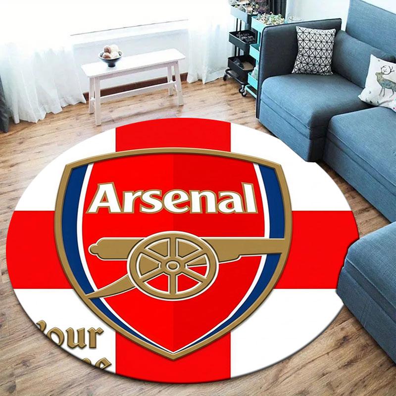 Arsenal F Benutzerdefinierter Name Runder Teppich, Teppich für Wohnzimmer Schlafzimmer Sofa Spielzimmer Dekoration, Rutschfeste Fußmatte