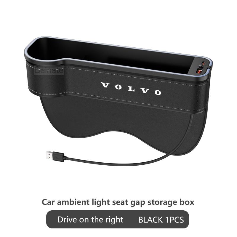 Organizér do mezery autosedačky Úložný box Kapsa Multifunkční Pro Volvo S60 S90 XC40 XC60 XC90 V60 V90 se 2 USB nabíječkami Barevné LED