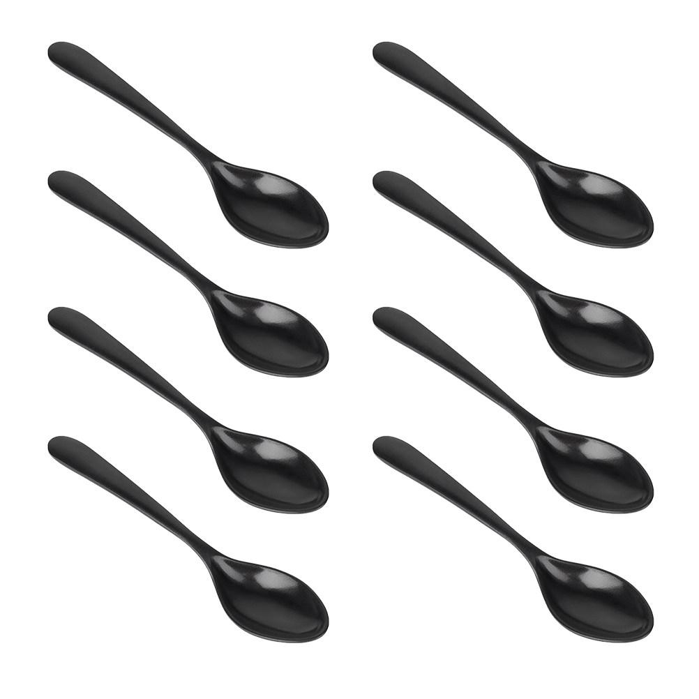 8Pcs Matte Black Soup Ladle Set High End Smooth Surface Ergonomic Handle Spoons for Kitchen Home Hotel Restaurant Porridge Rice