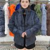 Natural Real Rabbit Fur Zipper Coat Woman Winter Fashion Stand Collar Plus Size Luxury Warm Outwear Waisted High Quality Jacket Made By QUEENTINA