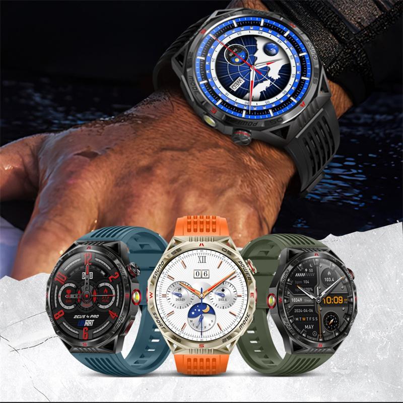 HT28 Smart Watch Men 1.85inch Outdoor LED Flashlight Laser Light Compass Sport Tracker Large Battery Smartwatch