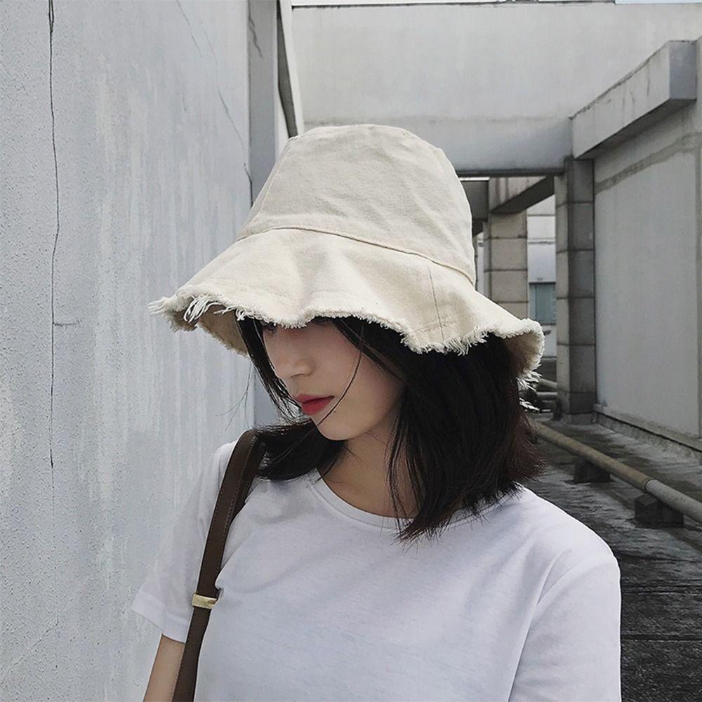 Cotton Bucket Hat UV-Protection Fishing Cap Travel Outdoor Beach Hat  Women Men