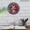 2D Flat, 1pc Round Memorial Day "Remember And Honor" Aluminum Hanging Sign, Patriotic USA Flag Ribbon Poppy Flower Design, Weatherproof Metal Wall