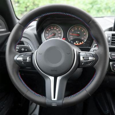 Red-Blue Line Steering Wheel Leather Cover For BMW 5 Series F10 F11 2013-2017