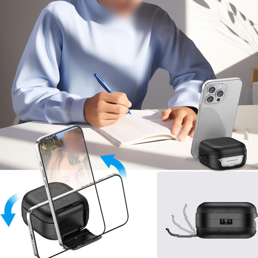 1 Pcs Protective Cover With Secure Lock & Stand For Samsung Galaxy-Buds 4/4pro Earphone Cover Leather Frame Protective Case