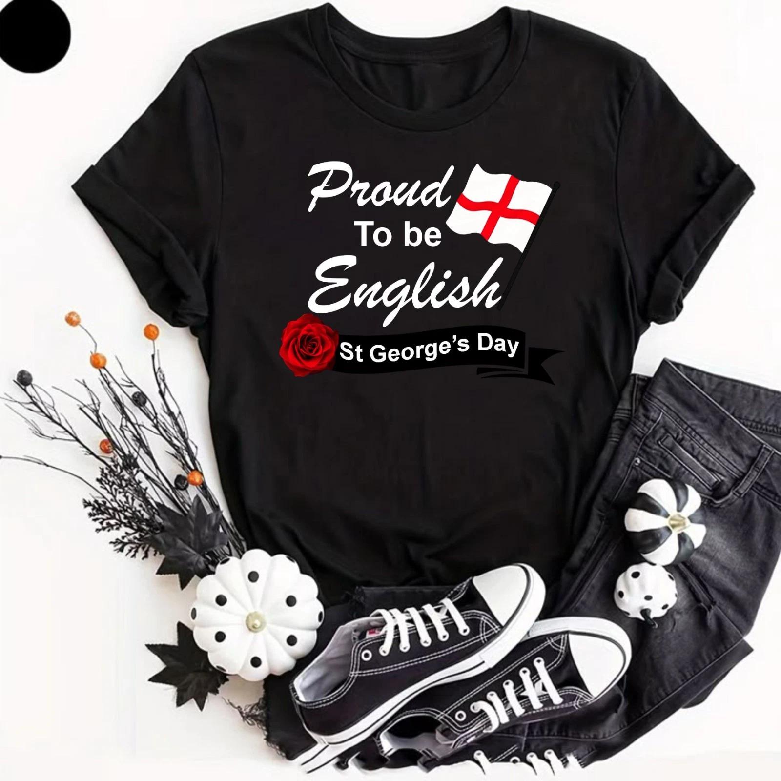 Proud to Be English T- Shirt St. George’s Day Rose Union Jack Tribute Gifts Top S
