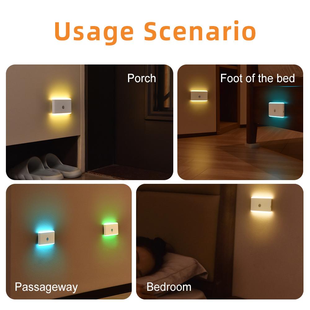 LED Motion Sensor Night Light 3 Modes Stair Lamp Dimmable Lighting with Battery for Indoor Bedroom Cabinet Gift Camping Decor