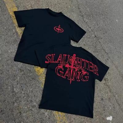 ZYLLO Neues Trendiges Baumwoll-T-Shirt mit Aufdruck Locker Herren Damen High Street Style Kurzarm Oberteil