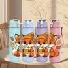 1PC Autumn Hat Fox Illustration 750ml Color Plastic Sports Water Bottle Leakproof Flip Straw Lid Suitable for Sports Office Home Use