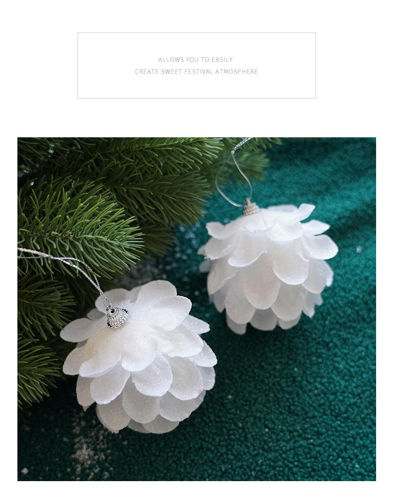 White Glitter Petal Foam Christmas Ball Ornaments for Tree Decorations