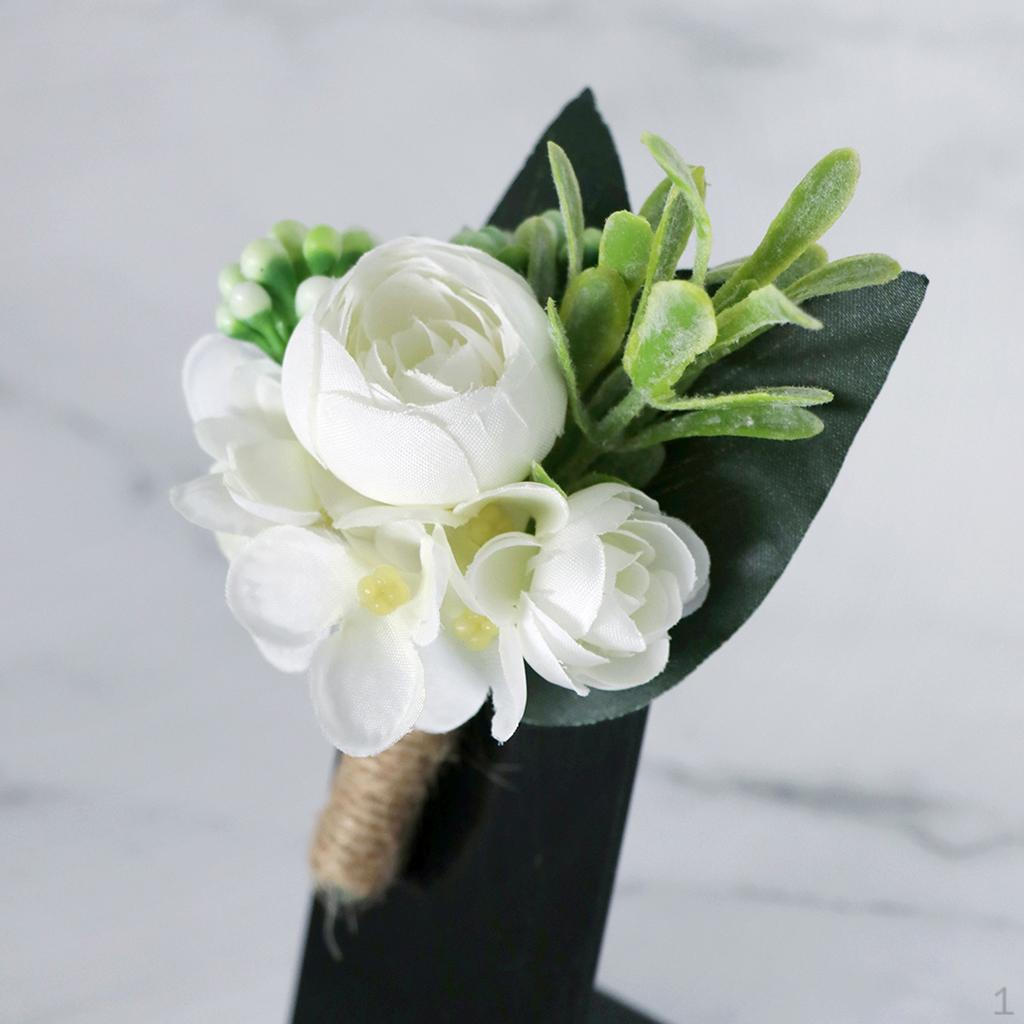 Wedding Bouquet Groom Men Tuxedo Rose Brooch Pin Silk Flower Corsages Artificial Bride Dress