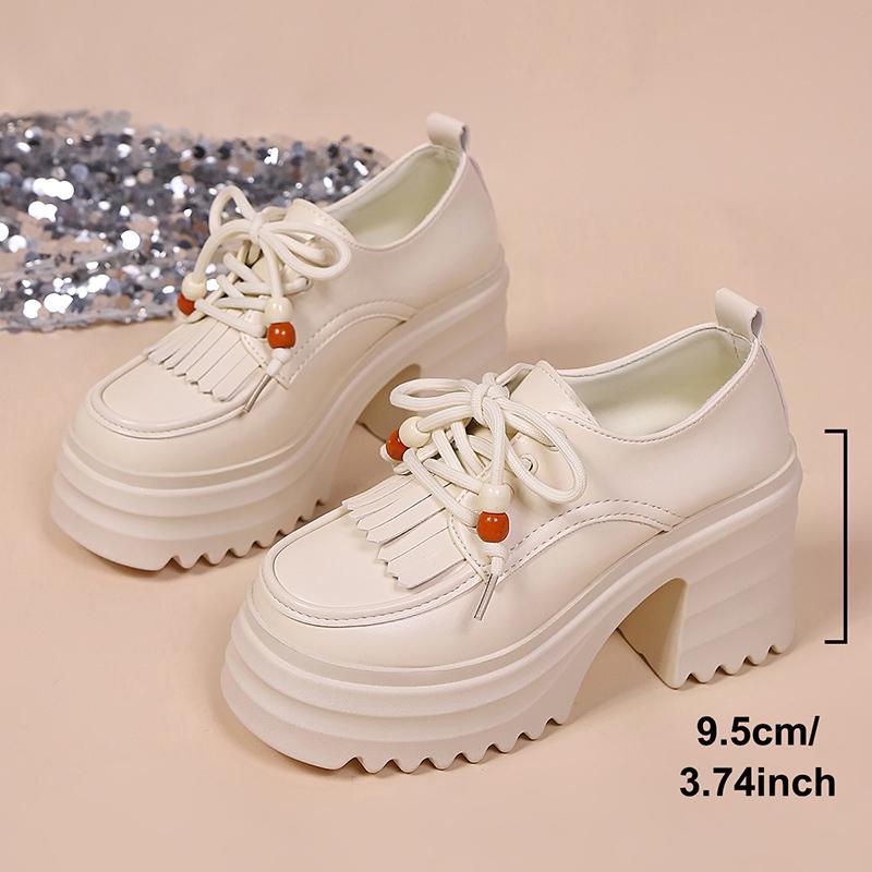 Fashion Women's Fashion Chunky High Heel Short Boots Woman Autumn Winter Platform High Heels Shoes Woman Tassel Decor Thick Sole Booties