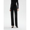 Langzi Black Velvet High-Waist Straight-Leg Pants