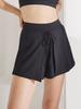 Bohemianbeullu [Set] String Tie Boat Neck Loose Fit Rash Guard Db/True Black Layered Wrap Shorts Setup