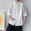 Chinese Style National Style Disc Button Long-sleeved Shirt Men's Spring and Autumn Design Sense Large Size Tang Suit Shirt